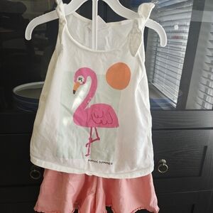Zara Kids Flamingo Set - White and Pink